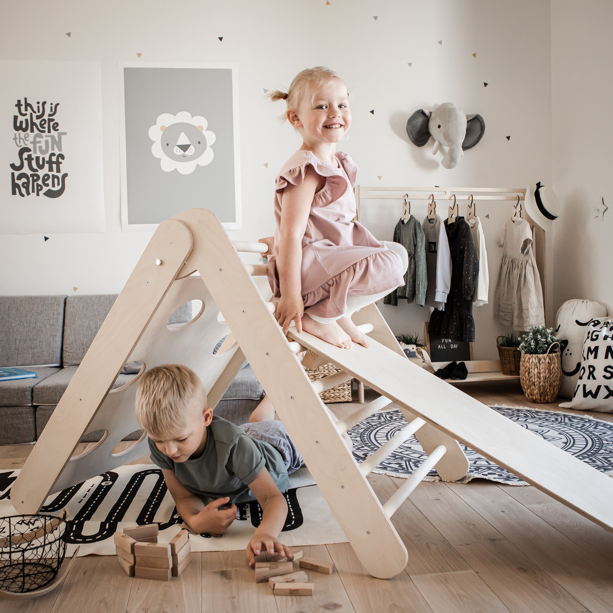 2-in-1 Montessori Climbing Triangle With Ramp – Little Pure Kids