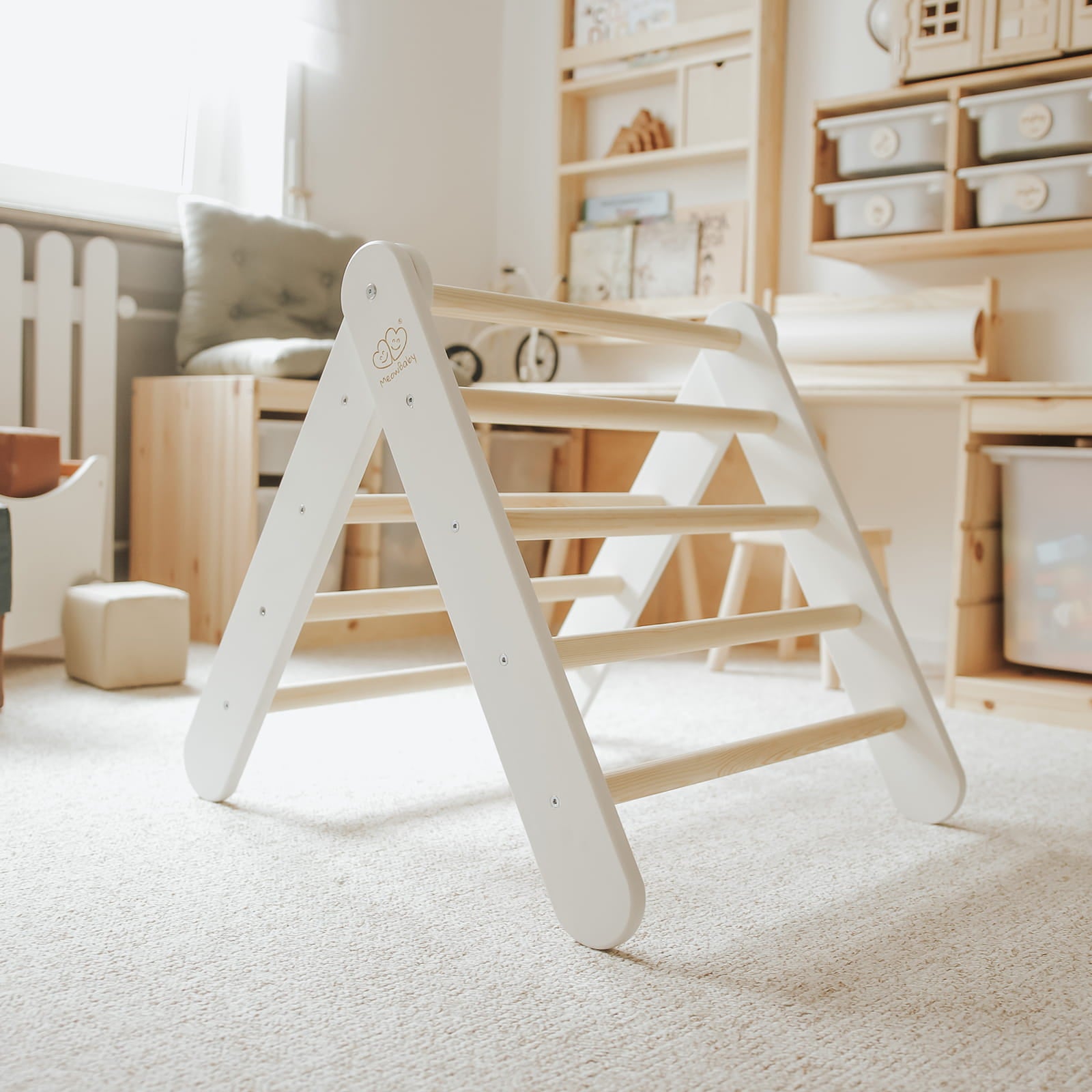 Ladder With a Slide-Climbing Wall - White