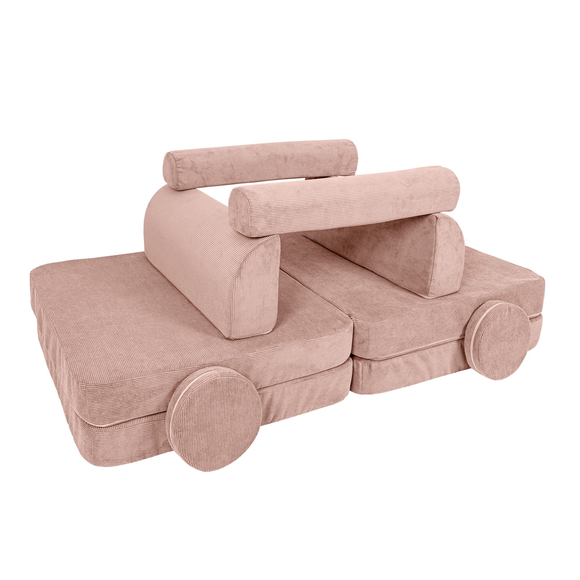 Grand canapé modulable pour enfants - Slimcord velours côtelé rose