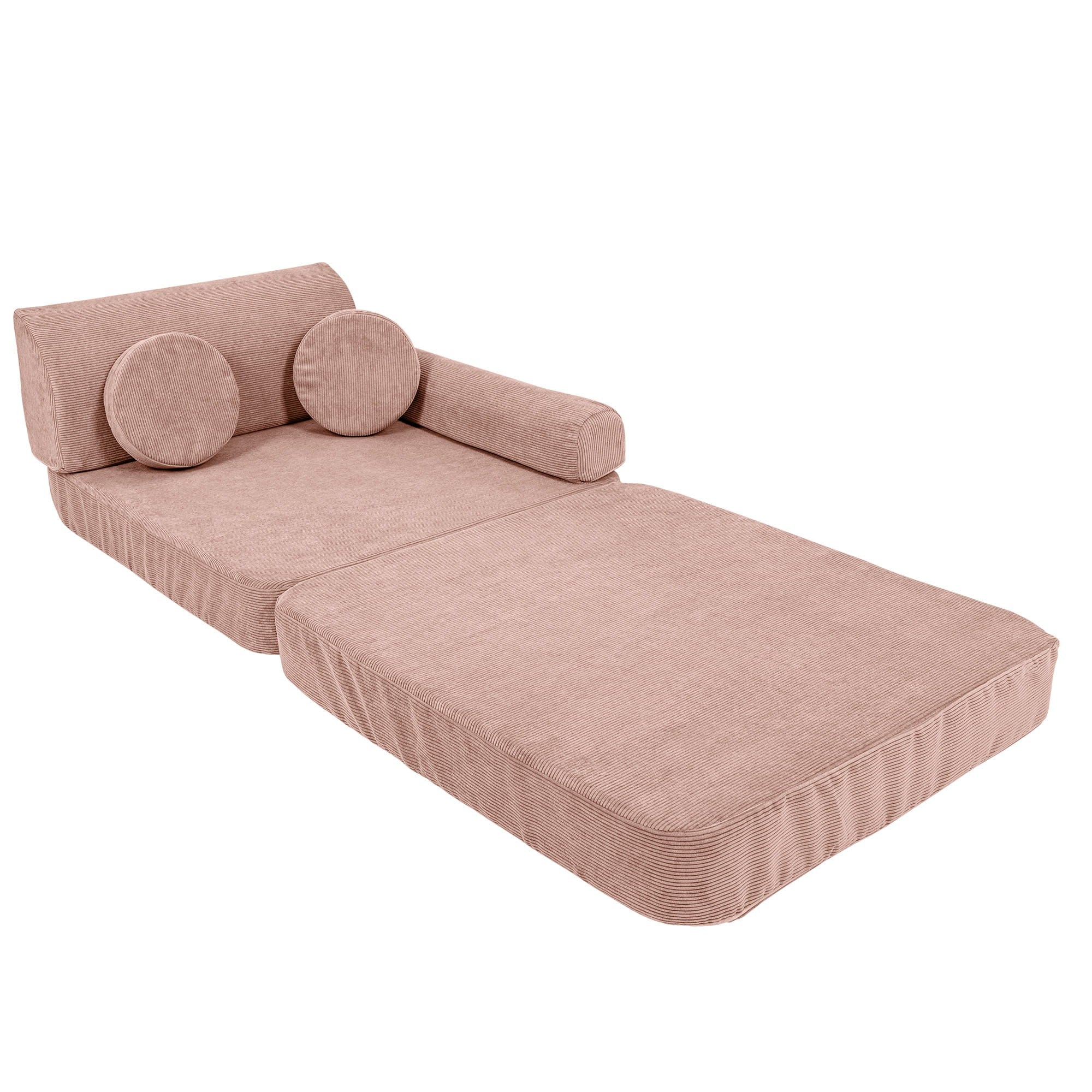 Grand canapé modulable pour enfants - Slimcord velours côtelé rose