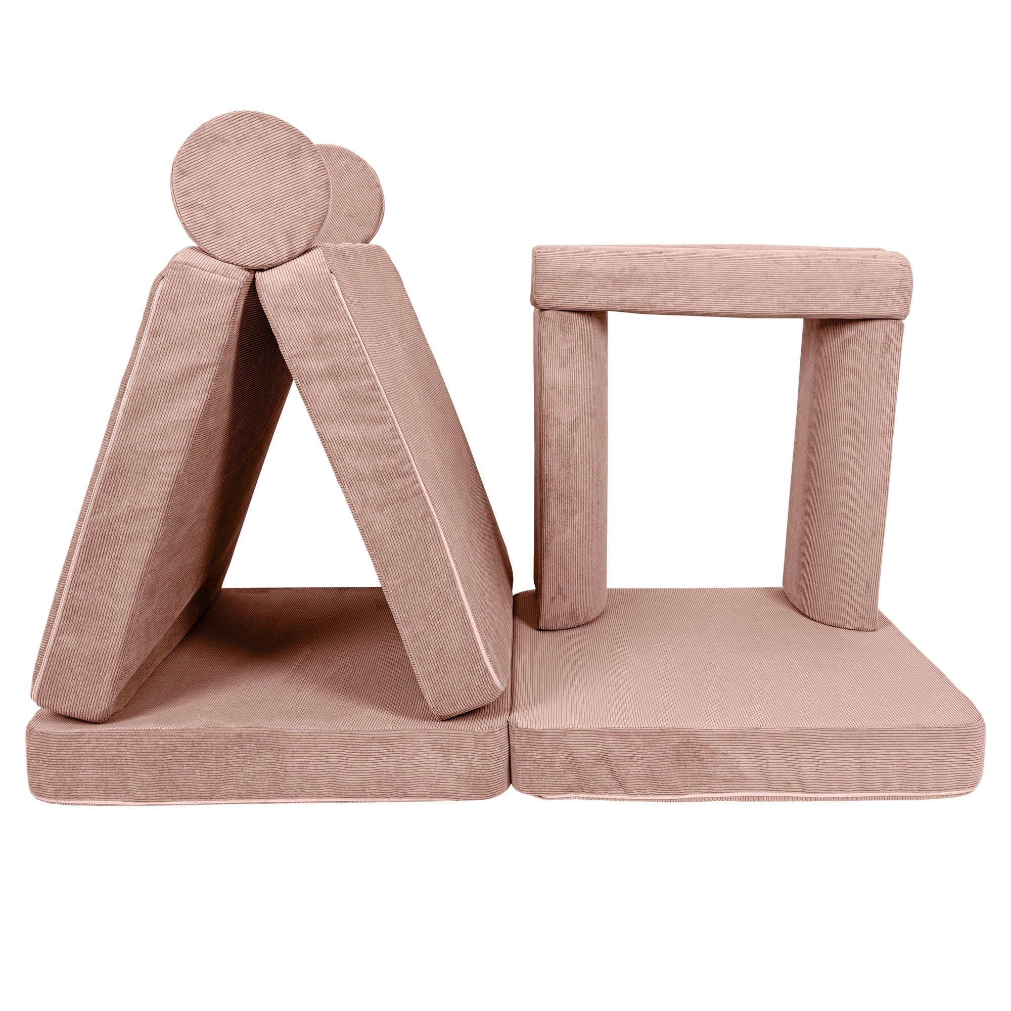 Grand canapé modulable pour enfants - Slimcord velours côtelé rose